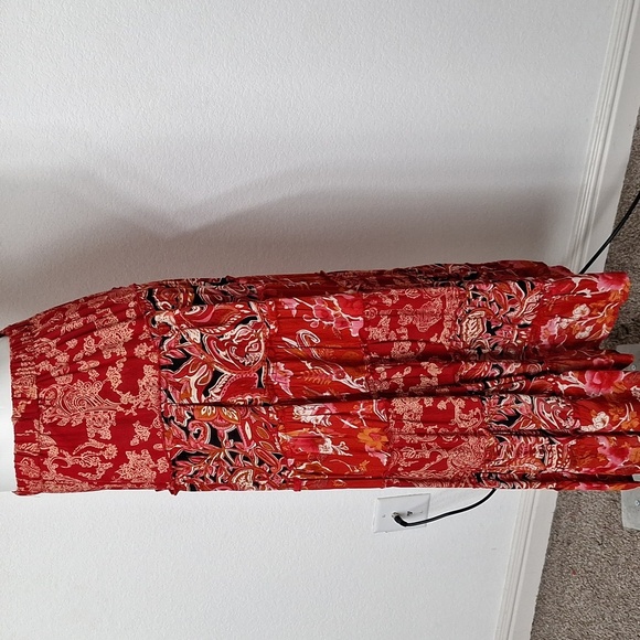 Coldwater Creek Red Multicolor Paisley Boho Bohemian Hippie Tiered Maxi Skirt SP - Picture 5 of 10